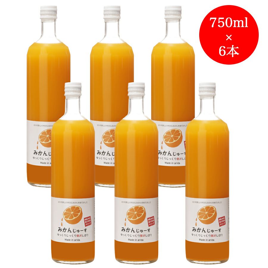 和歌山みかんジュース（750ml×6本）果汁100％ストレート【送料無料