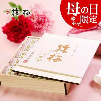 猿梅一粒包み 金箔入り（まろやか20粒）造花カーネーション付き